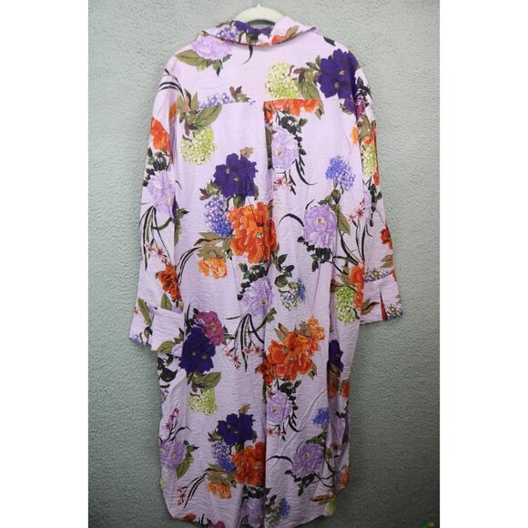 H&M Button Up Long Sleeve Silky Floral Dress-Size Large-Whimsigoth-Cottagecore - Picture 12 of 15